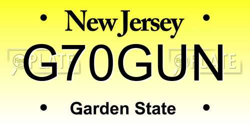G70GUN New Jersey License Plate