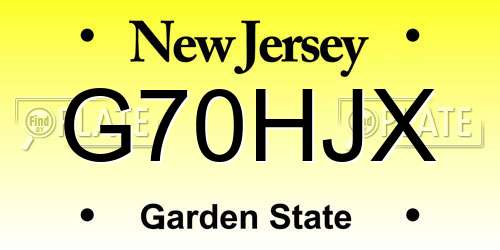 G70HJX New Jersey License Plate