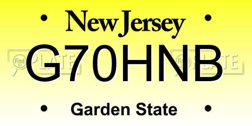 G70HNB New Jersey License Plate