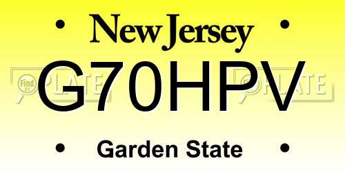 G70HPV New Jersey License Plate