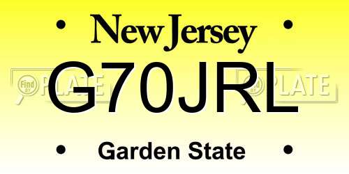 G70JRL New Jersey License Plate