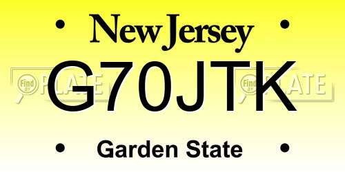 G70JTK New Jersey License Plate