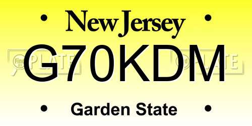 G70KDM New Jersey License Plate