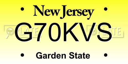 G70KVS New Jersey License Plate