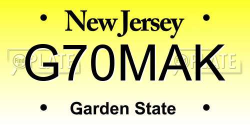 G70MAK New Jersey License Plate