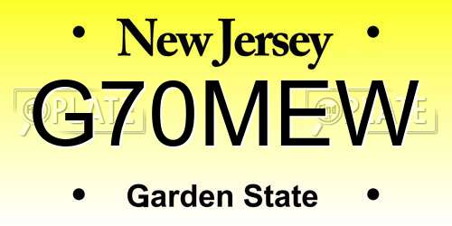 G70MEW New Jersey License Plate