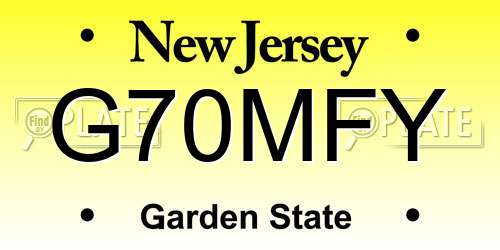 G70MFY New Jersey License Plate