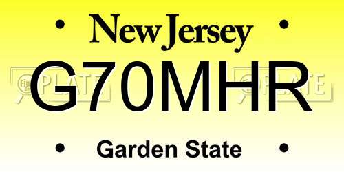G70MHR New Jersey License Plate