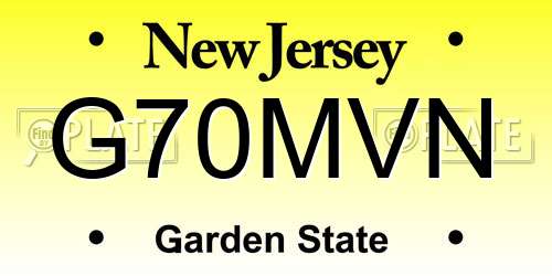 G70MVN New Jersey License Plate