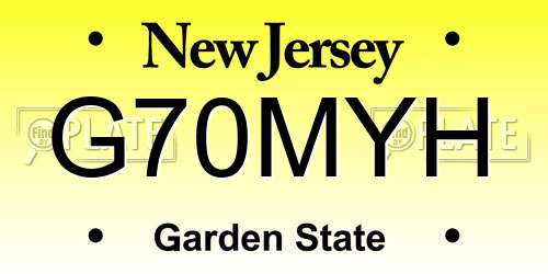 G70MYH New Jersey License Plate