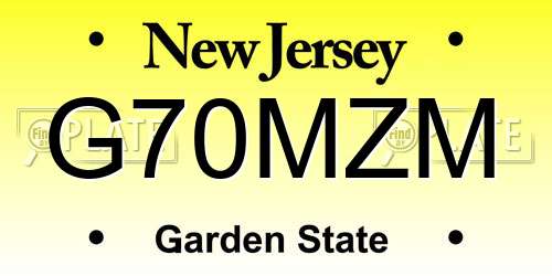 G70MZM New Jersey License Plate