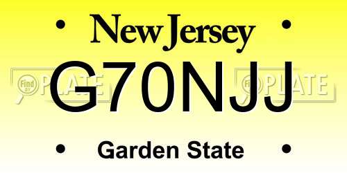 G70NJJ New Jersey License Plate