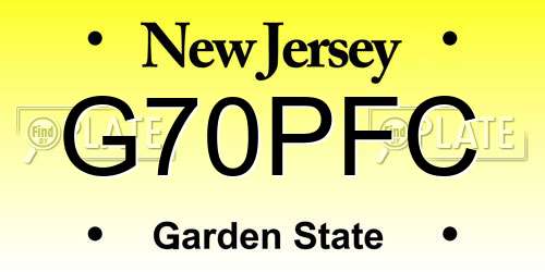 G70PFC New Jersey License Plate