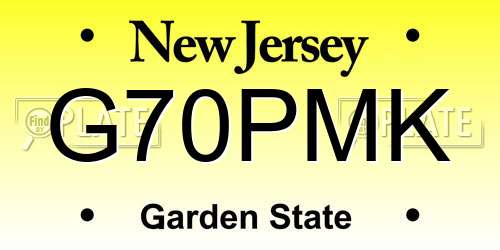G70PMK New Jersey License Plate