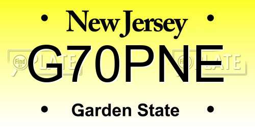 G70PNE New Jersey License Plate