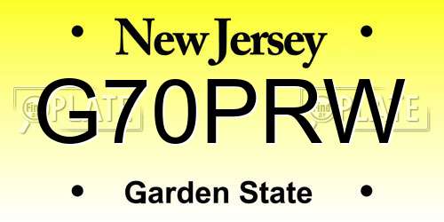 G70PRW New Jersey License Plate
