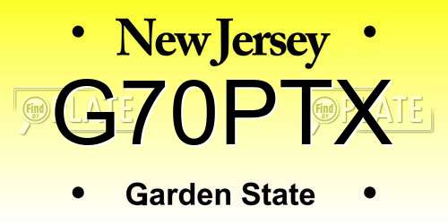 G70PTX New Jersey License Plate