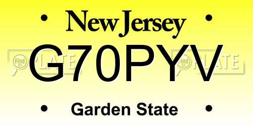 G70PYV New Jersey License Plate