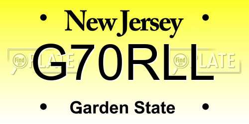 G70RLL New Jersey License Plate