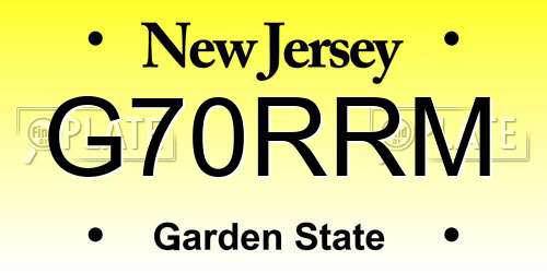 G70RRM New Jersey License Plate