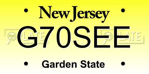 G70SEE New Jersey License Plate