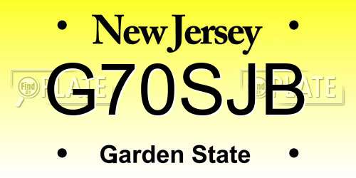 G70SJB New Jersey License Plate