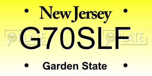G70SLF New Jersey License Plate
