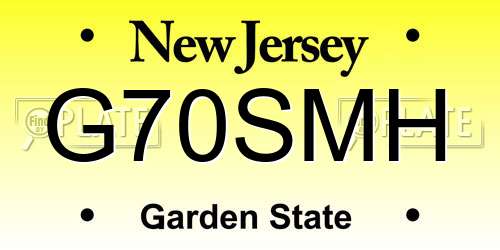 G70SMH New Jersey License Plate