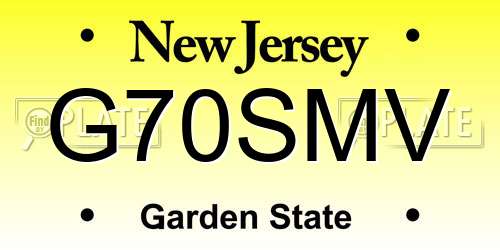 G70SMV New Jersey License Plate