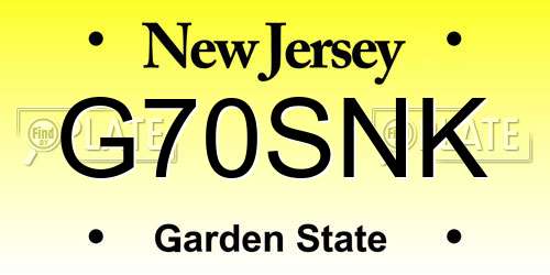 G70SNK New Jersey License Plate