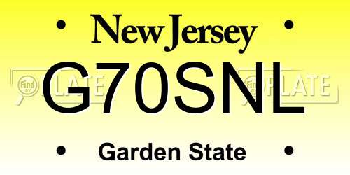 G70SNL New Jersey License Plate