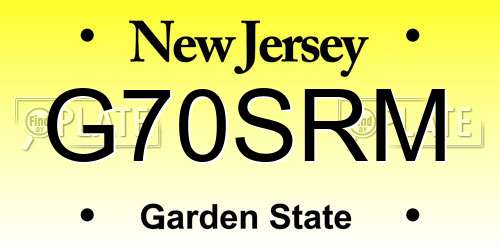 G70SRM New Jersey License Plate