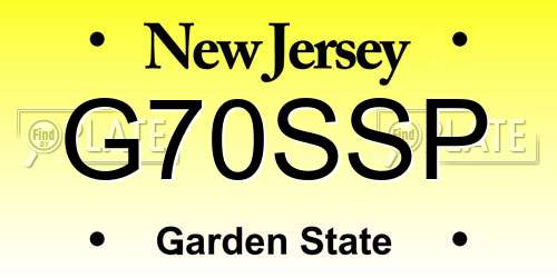 G70SSP New Jersey License Plate