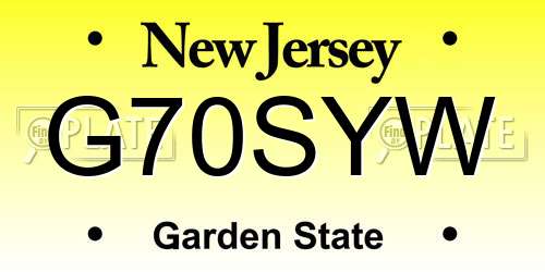 G70SYW New Jersey License Plate