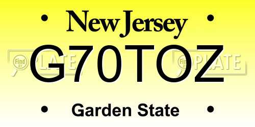G70TOZ New Jersey License Plate