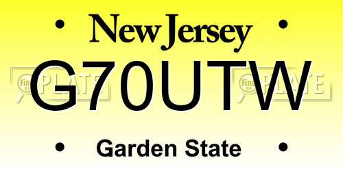 G70UTW New Jersey License Plate