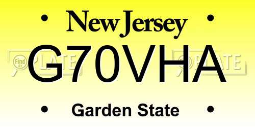 G70VHA New Jersey License Plate