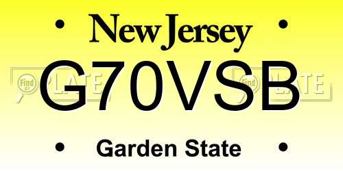 G70VSB New Jersey License Plate