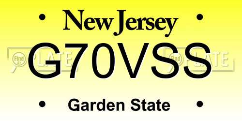 G70VSS New Jersey License Plate