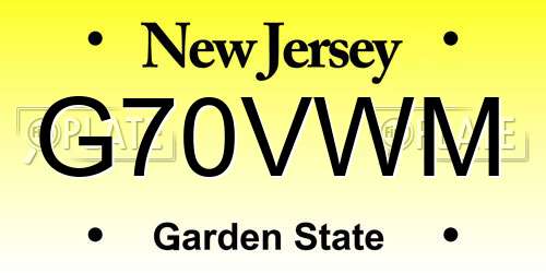 G70VWM New Jersey License Plate
