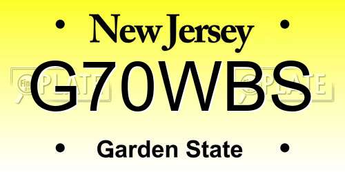 G70WBS New Jersey License Plate
