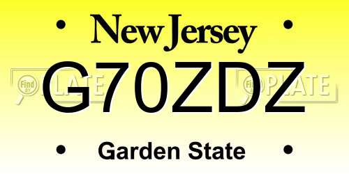 G70ZDZ New Jersey License Plate
