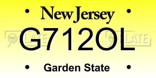 G712OL New Jersey License Plate