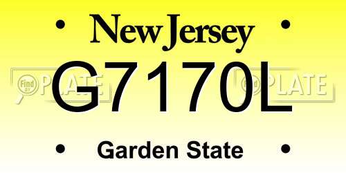 G7170L New Jersey License Plate
