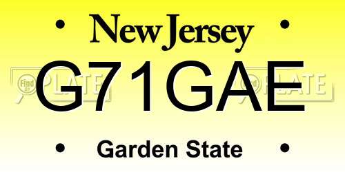 G71GAE New Jersey License Plate