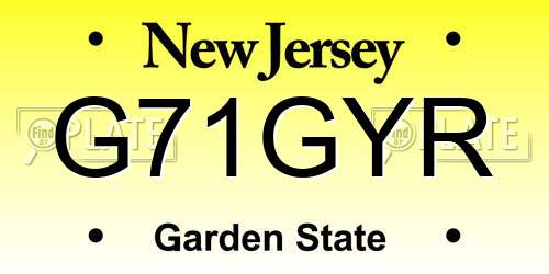 G71GYR New Jersey License Plate