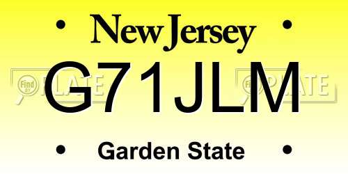 G71JLM New Jersey License Plate