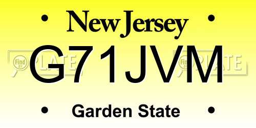 G71JVM New Jersey License Plate