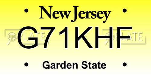 G71KHF New Jersey License Plate