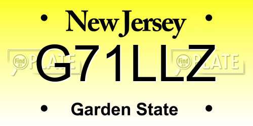 G71LLZ New Jersey License Plate